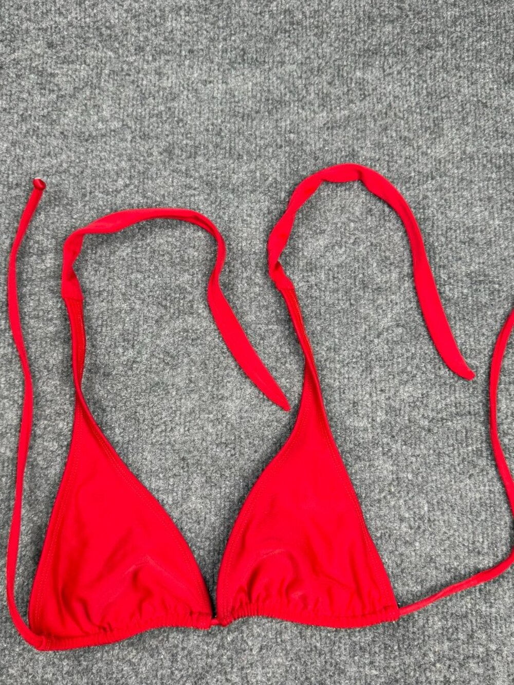 PQ Swim Red Triangle Bikini Top Women Size S Halter Ties Bathing Suit Top